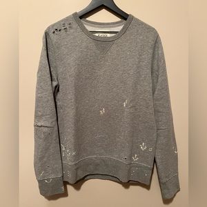 J. Crew Mens Distressed Painted Crewneck Sweater